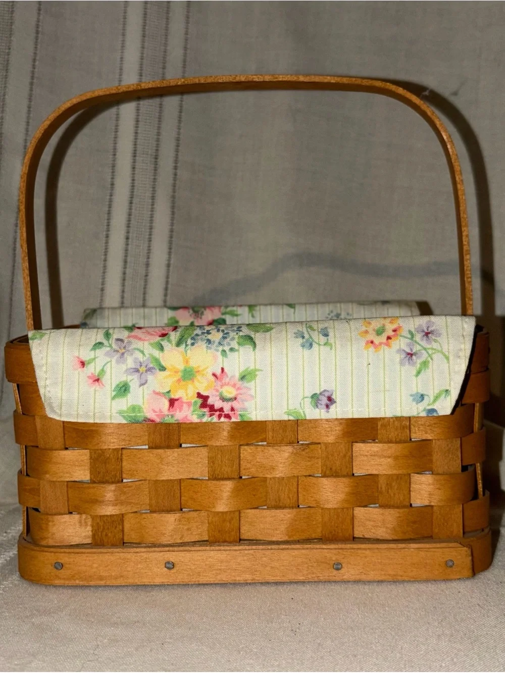 Vintage Longaberger “Mixed Bouquet” Floral Lined Woven Basket